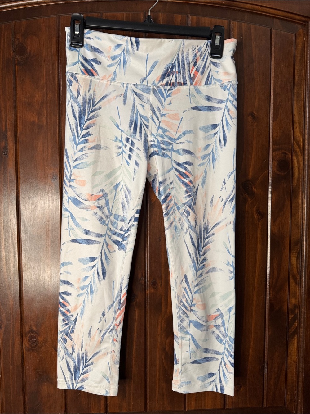 GAP White cropped Leggings with Blue and Peach Palm Print